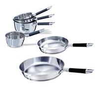 Lot de 4 casseroles 14 à 20 cm et 2 poêles inox 24 et 28 cm Rapid Cook Mathon