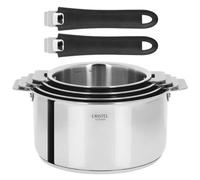 Lot de 4 casseroles Cristel Casteline + 2 poignées amovibles