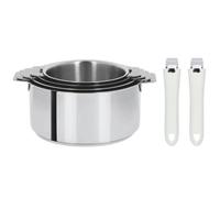 Lot de 4 casseroles Cristel Mutine + 2 poignées amovibles - Couleur de la poignée: Blanche