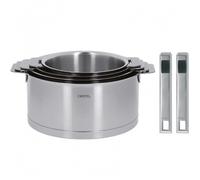 Lot de 4 casseroles Cristel Strate + 2 poignées amovibles inox Strate