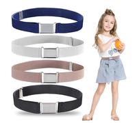 Lot de 4 Ceinture élastique Femme avec Boucle Carrée Réglable pour Garçons et Filles (4 Couleurs)