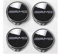 Lot de 4 centre de roue cache moyeu Remplacement pour AMG 75mm(Noir)