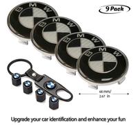 Lot de 4 centre de roue cache moyeu Remplacement pour BMW 68mm avec Valve Caps