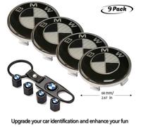 Lot de 4 centre de roue cache moyeu Remplacement pour BMW 68mm avec Valve Caps