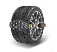 Lot de 4 chaînes à neige pour pneus de voiture avec clous en acier antidérapants et boucle réglable pour une traction sûre sur les routes glacées et les terrains de montagne (noir)