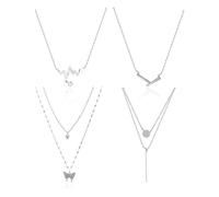 Lot de 4 chaînes de clavicule simples, accessoires personnalisés à la mode, colliers polyvalents et réglables pour femmes, chaînes de clavicule sexy