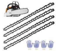 Lot de 4 chaînes de tronçonneuse Nizirioo - Avec gants - Longueur de coupe : 35 cm - Pas de chaîne : 3/8" - Épaisseur du maillon d'entraînement : 1,3 mm - 52 maillons - Accessoires de chaîne de