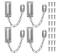 Lot de 4 chaînes de verrouillage de porte en acier inoxydable pour portes d'entrée, limiteur de porte intérieure antivol très résistant, pour balcon, résidence, chambre, armoire, fenêtre, motel