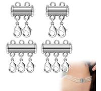 Lot de 4 Chaînes Layering Fermoir, Argent Fermoir Collier Attache Bracelet Collier Fermoir Bracelet Acier Inoxydable, 2/3 Brins Fermoir Mousqueton Séparateur pour La Fabrication de Bijoux De Bricolage