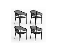 Lot de 4 chaise allure H. 79 cm empilable non pliable en resine exterieur noir Noir G