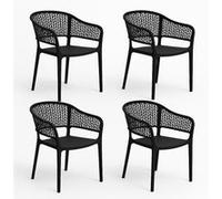 Lot de 4 chaise allure H. 79 cm empilable non pliable en resine exterieur noir Noir G