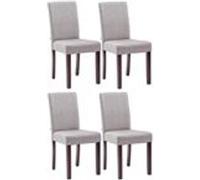 CLP Lot De 4 Chaises De Salle A Manger Ina en Tissu I Assise Rembourrée I Chaise De Salon avec Pieds en Bois, Couleur:Gris Clair, Couleur du Cadre:Cappuccino