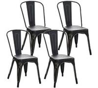 Lot de 4 chaise clp en metal empilable non pliable H. 89 cm interieur noir Noir-Or G