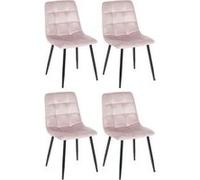 Lot de 4 chaise clp H. 84 cm non empilable non pliable en metal interieur rose rose G