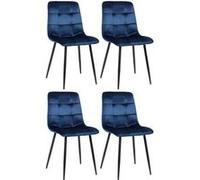 CLP Trading GmbH – Lot de 4 chaises Tilde salle à manger – Velours, assise matelassée Bleu