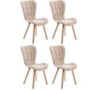 Chaises de salle à manger Elda - CLP - Lot de 4 - Tissu nature - Crème