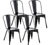 Lot de 4 chaise clp interieur empilable non pliable en metal H. 89 cm noir Noir G