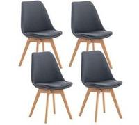 CLP Chaise salle à manger Linares – Lot de 4 – Tissu velours aspect cuir Gris foncé, structure bois