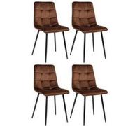 Lot de 4 chaises de salle à manger Tilde - CLP - Marron-Velours - Contemporain - Design - Intérieur