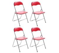 CLP Chaise pliante Felix – Pieds en métal, confortable et pratique – Lot de 4 Rouge/Argent
