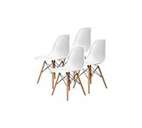 Lot de 4 Chaise coloris blanc avec pieds couleur bois - Longueur 47 x Hauteur 80 x Profondeur 43 cm- -