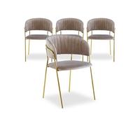 Lot de 4 chaise confort design interieur non empilable non pliable H. 79 cm en metal marron