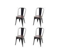 Lot de 4 chaise de bar interieur empilable non pliable en metal H. 85 cm noir