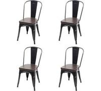 Lot de 4 chaise de bar mendler interieur empilable non pliable en metal H. 85 cm noir Marron G