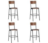 Vidaxl Chaises De Bar 4 Pcs Contreplaqu? Solide Et Acier Multicolore