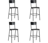 Lot de 4 chaise de bar interieur empilable non pliable en acier H. 116.5 cm noir