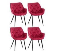 Lot de 4 chaise de bureau clp H. 83 cm non pliable en metal interieur noir Rouge