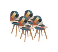 IDMarket - Lot de 4 chaises scandinaves SARA Motifs patchworks | Coloris multi-couleurs
