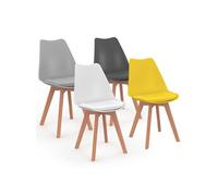 IDMarket Chaises scandinaves SARA Lot de 4 Gris foncé, Gris clair, Blanc et Jaune