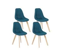 IDMarket – Lot de 4 chaises scandinaves Gaby en tissu bleu pour salle à manger