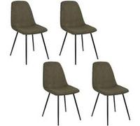 Lot De 4 Chaises - Home Deco Factory - Scott - Côtelé - Moderne - Vert Et Noir
