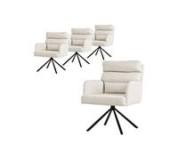 ML-Design Set de 4 Chaises de Salle à Manger Beige, Pivotantes Position Voiture, Chaises Rembourrées avec Revêtement en Polyester et Coussins de Dossier, Pieds Métalliques, Fauteuil de Salon Cuisine