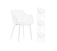 Lot de 4 chaise de bureau H. 45 cm non empilable non pliable interieur en plastique blanc