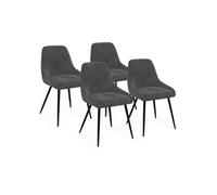 IDMarket – Lot de 4 chaises Thalya en velours gris foncé avec accoudoirs
