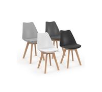 IDMarket – Lot de 4 chaises scandinaves SARA mix de couleurs Gris foncé, Gris clair, Blanc et Noir