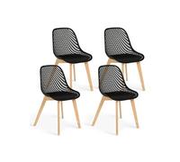 IDMarket - Lot de 4 chaises Mandy Noires pour Salle à Manger