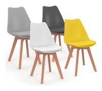 Lot de 4 chaise de bureau id market en bois non empilable non pliable H. 79.5 cm interieur gris gris G