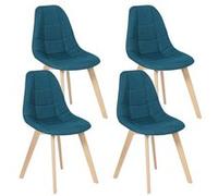 IDMarket - Lot de 4 chaises scandinaves Gaby Bleues en Tissu pour Salle à Manger