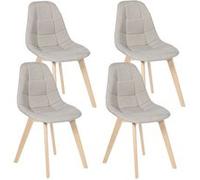 IDMarket - Lot de 4 chaises scandinaves Gaby Beige en Tissu pour Salle à Manger