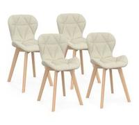 IDMarket - Lot de 4 chaises ROBINE en Tissu Beige pour Salle à Manger