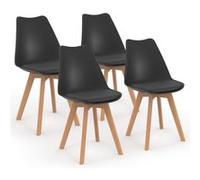 Lot de 4 chaise de bureau id market interieur non empilable non pliable en bois H. 80 cm noir Noir G