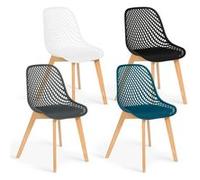 IDMarket - Lot de 4 chaises Mandy Mix Color Blanc, Gris, Bleu Canard et Noir