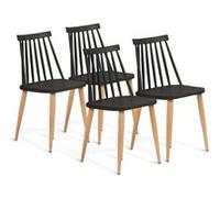 IDMarket Lot de 4 chaises LILY noires pour salle à manger