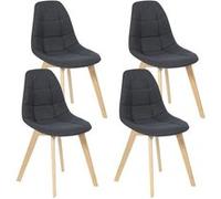 IDMarket - Lot de 4 chaises scandinaves Gaby Grises en Tissu pour Salle à Manger