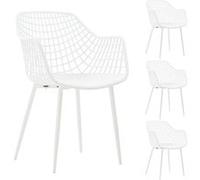 Lot de 4 chaise de bureau idimex H. 45 cm non empilable non pliable interieur en plastique blanc blanc G