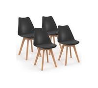 IDMarket Lot de 4 chaises scandinaves SARA Noires pour salle à manger